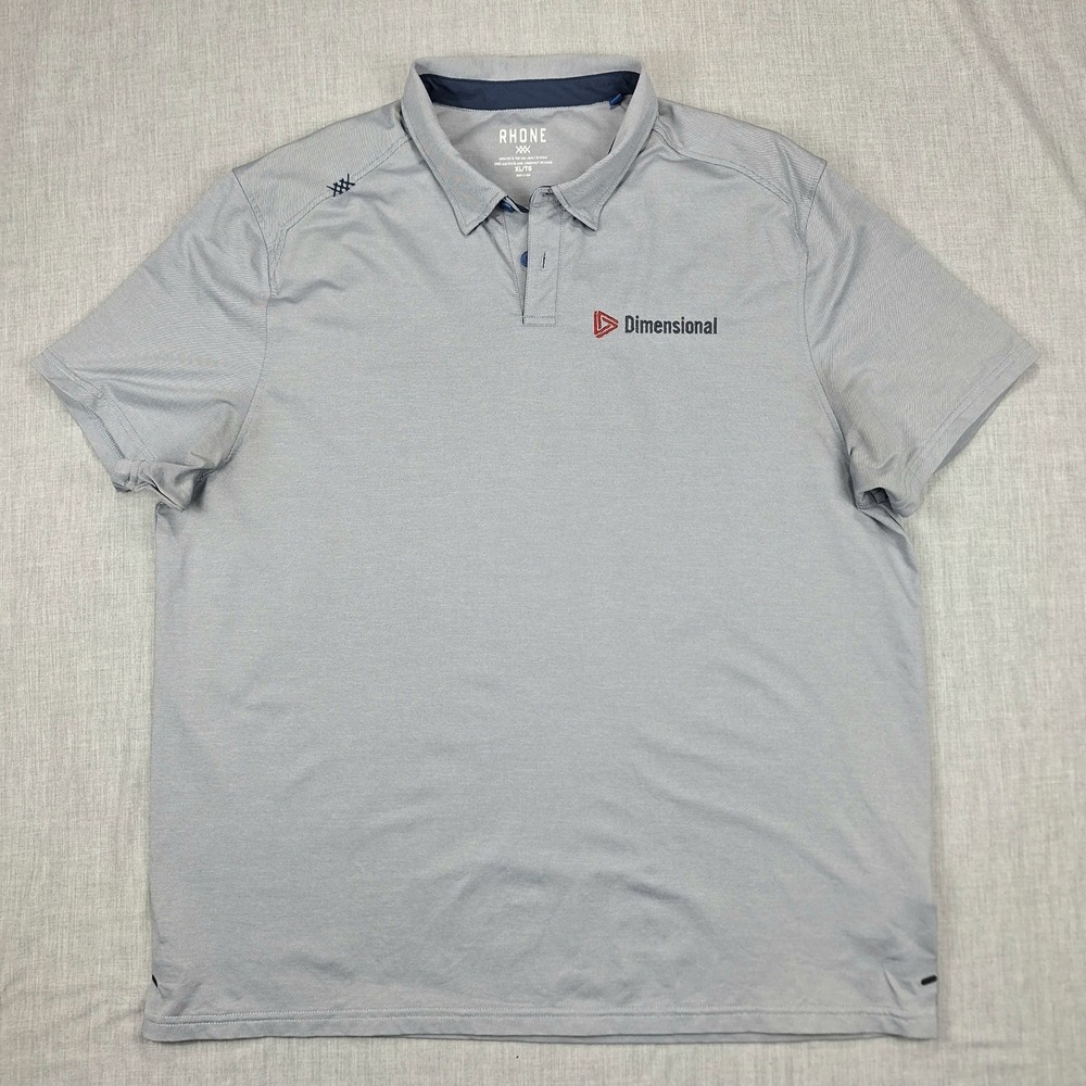 Rhone Delta Pique Polo Mens XL Light Grey Short Sleeve Dimensional Logo Stretch